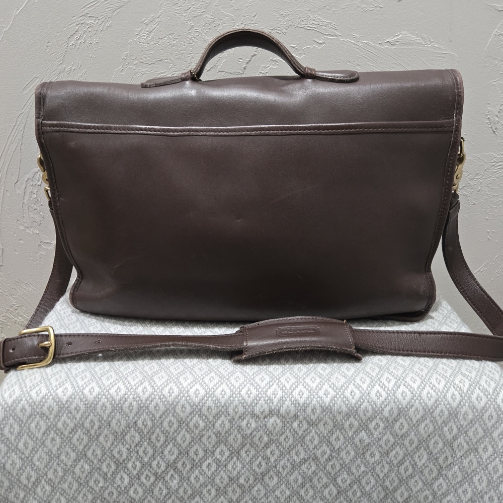 Coach Chocolate Brown Leather Crossbody Satchel - Picture 3 of 4